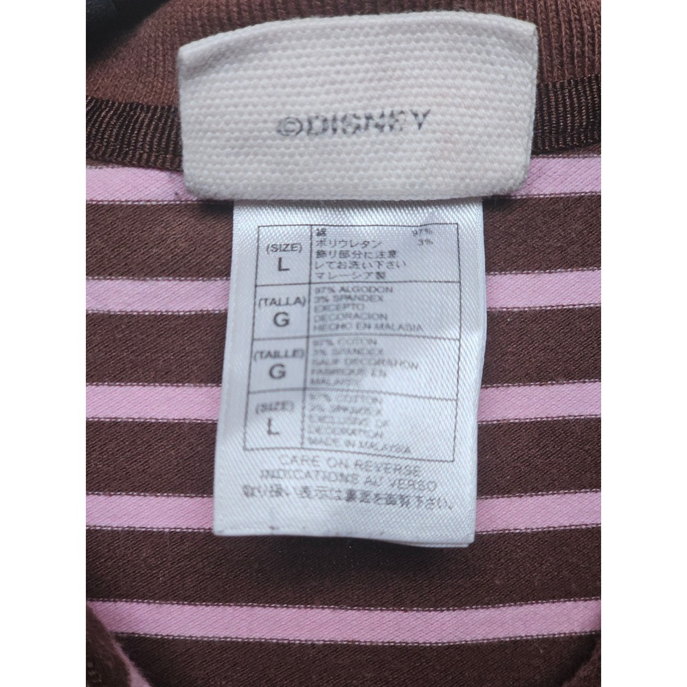 Vintage Y2K Disney World of Disney NYC Striped Long‎ Sleeve Polo Shirt Mickey L - Picture 4 of 7
